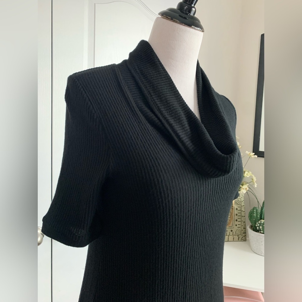 Three Dots Verity Sweater Dress in Black - Size M short sleeve cowl neck dress - Picture 7 of 14